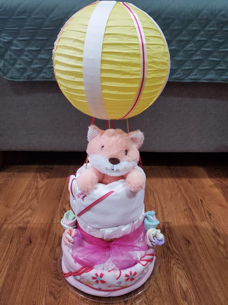 BizzyLiddleDee - Fox Hot Air Balloon Diaper Cake